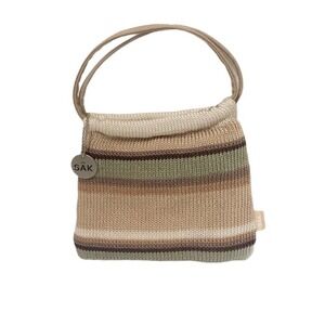 The SAK Boho crochet woven mini bag tan green